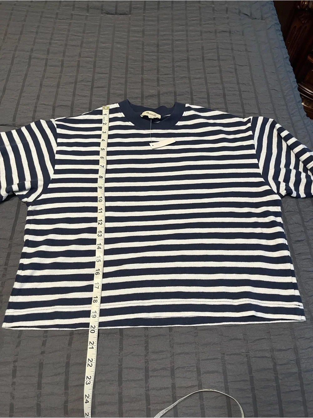 Madewell Navy & White Striped Boxy Tee - Picture 5 of 6